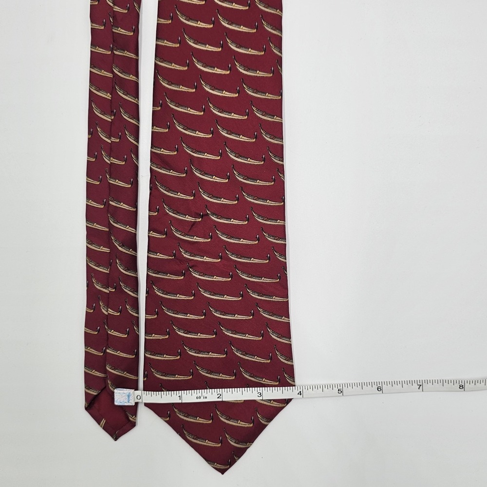 Fabris‎ Venezia Men's 100% Silk Tie Red Gondola Print Made in Italy 4" Wide